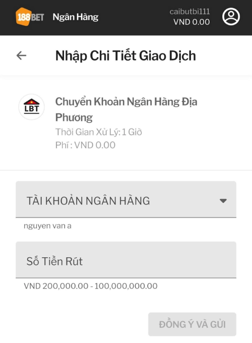 chi tiết rút tiền 188BET